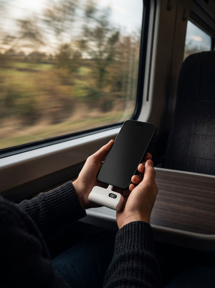 CapsuleCore charging a phone — commute