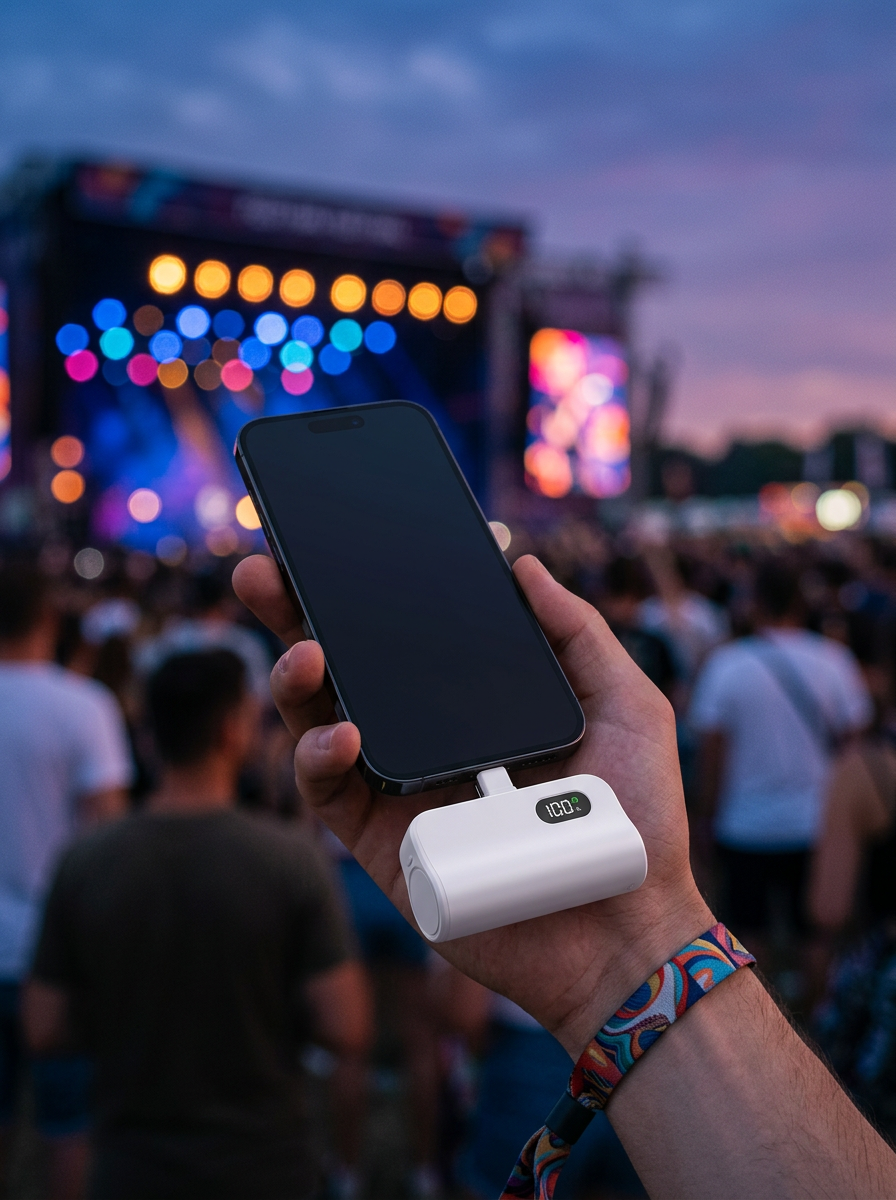 CapsuleCore charging a phone — festivals